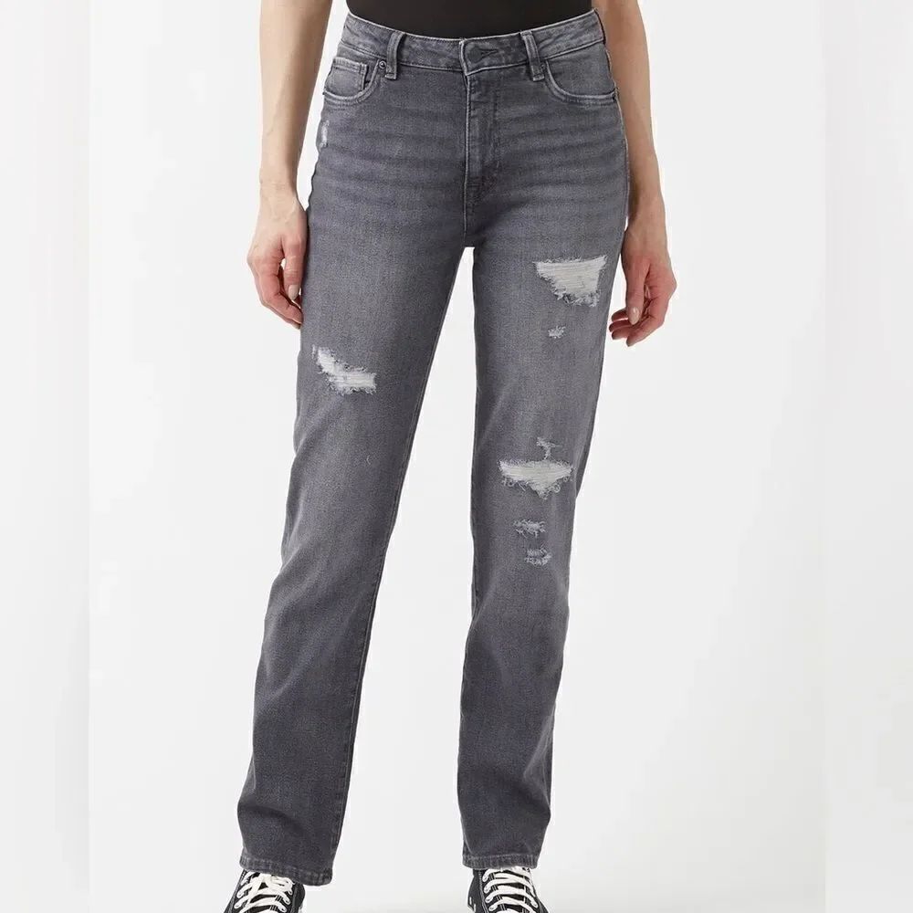 Nwt BUFFALO High Rise Straight Jayden Grey Jeans sz 27x32